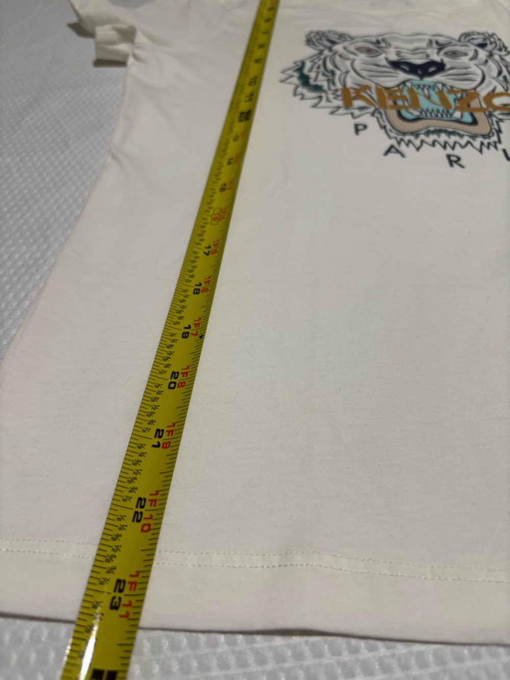 Kenzo White Tiger Logo Tee with Gold Accent - Picture 8 of 9